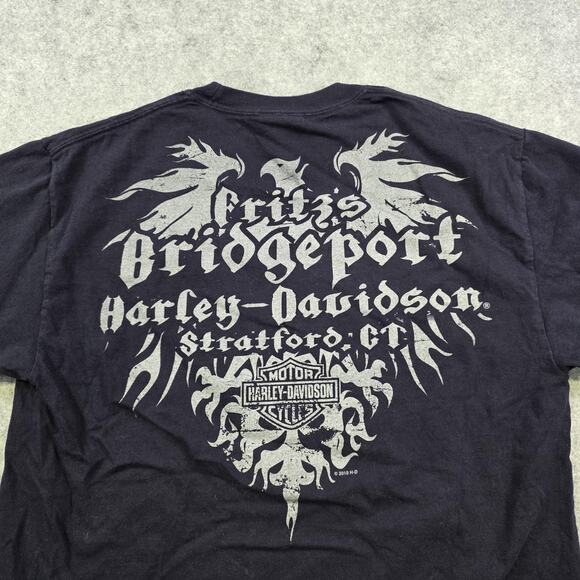 VTG Harley Davidson Motorcycle T Shirt Mens Medium Black Live To Ride Eagle CT - Picture 8 of 10